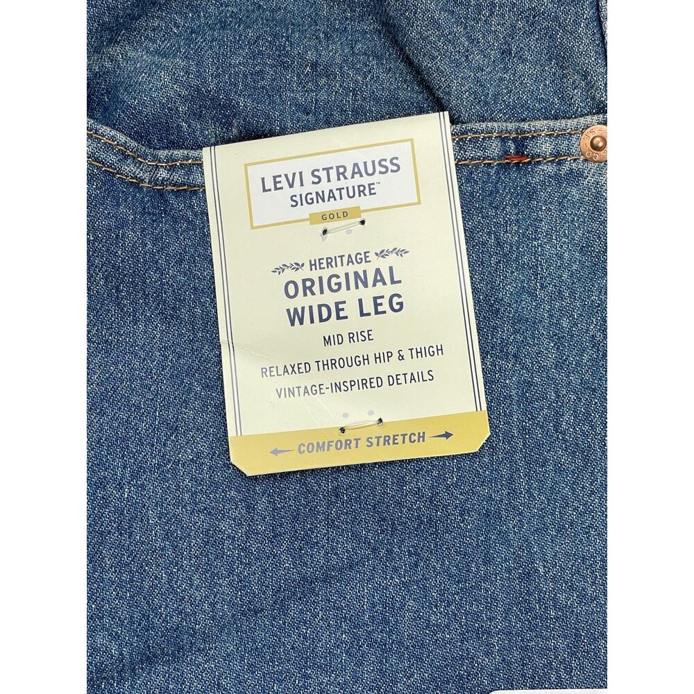 Levis Jeans Women 22 (W36) Blue Cotton Blend Stretch Mid-Rise Wide Leg NWT - Picture 6 of 10